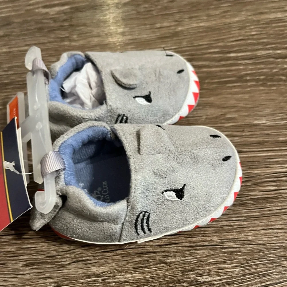 Beverly Hills Polo Club Gray and Red Baby Crib Shoes